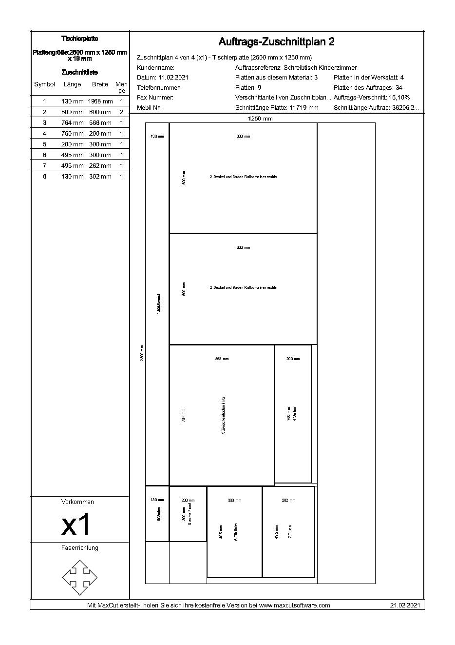 Zuschnittplan Schreibtisch/Computertisch Seite 4
