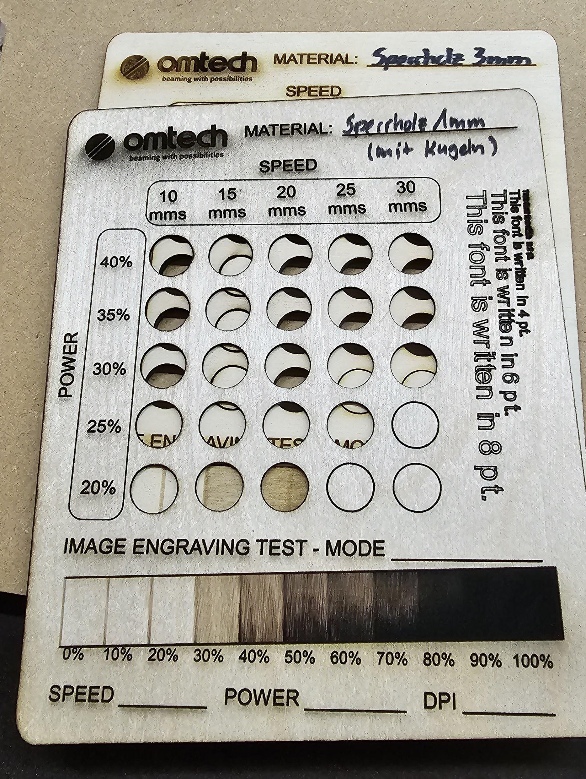 Sperrholz 1 mm Testchart