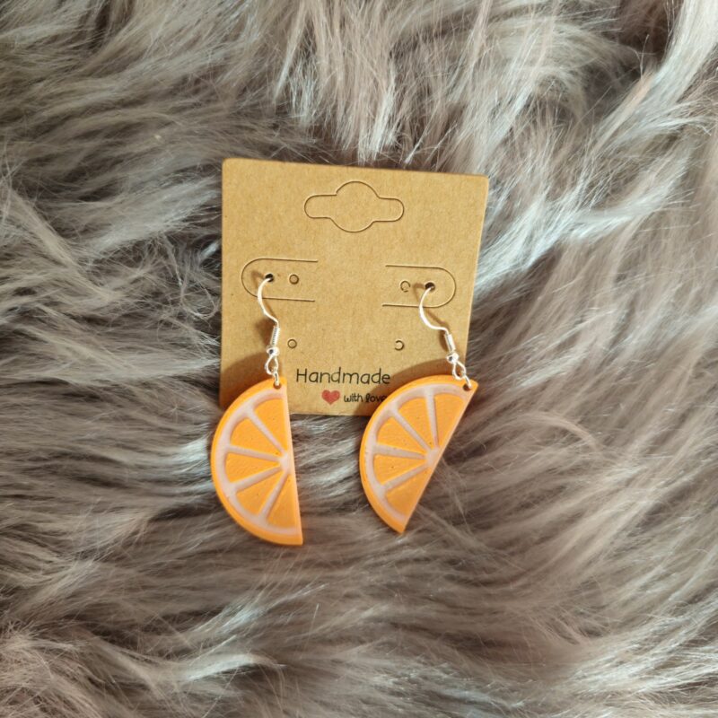3D-gedruckte Orangen-Ohrringe