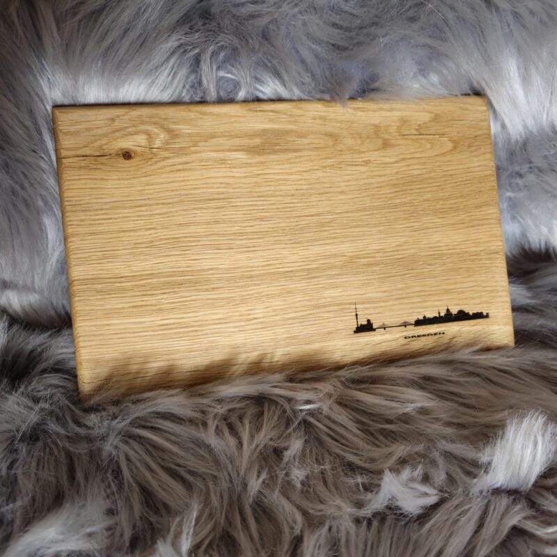 Schneidebrett aus Eiche mit Dresden-Skyline 3